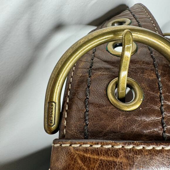 Vintage Coach Mia Brown Leather Hobo Shoulder Bag Style 10062 Studded Rare - Picture 6 of 11